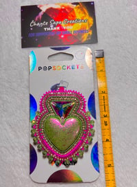 Image 5 of Hand Polished Green Heart Beaded Popsocket