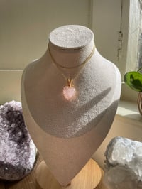 Image 2 of Gold Rose Quartz  Heart Crystal Necklace