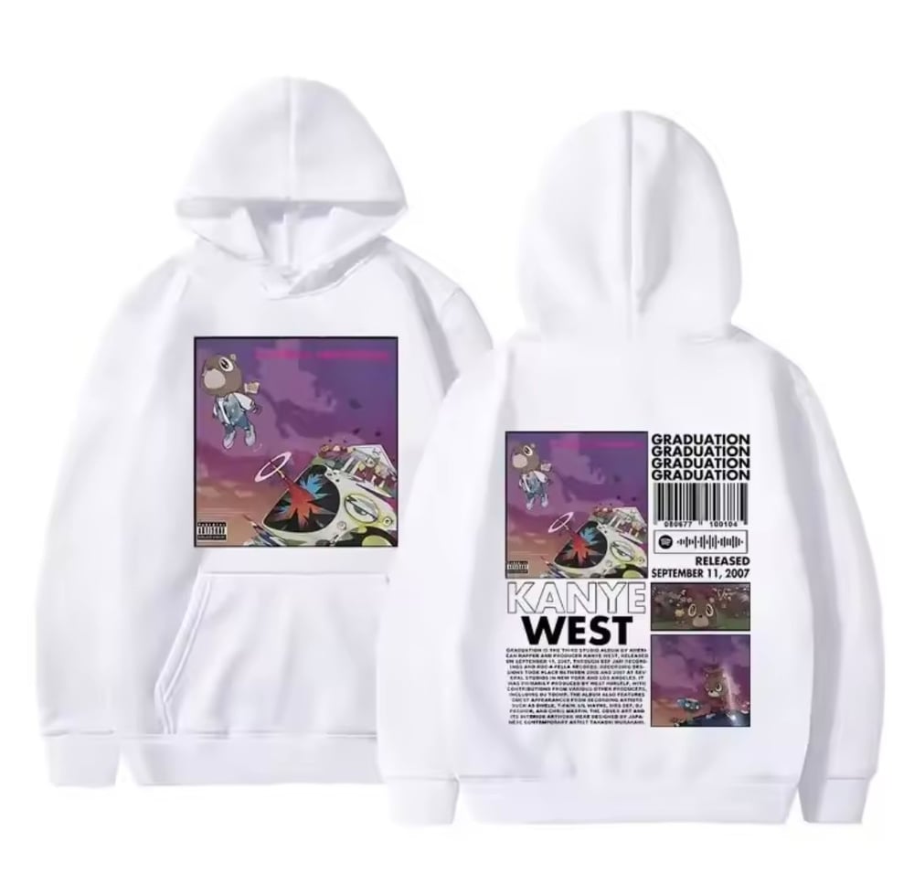 Image of Kanye west white graduation album hoodie