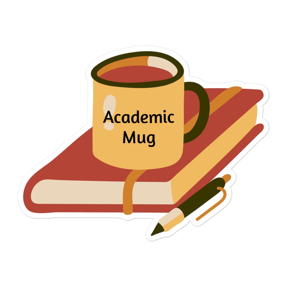 Image of Academic Mug Sticker - Mug and Notebook