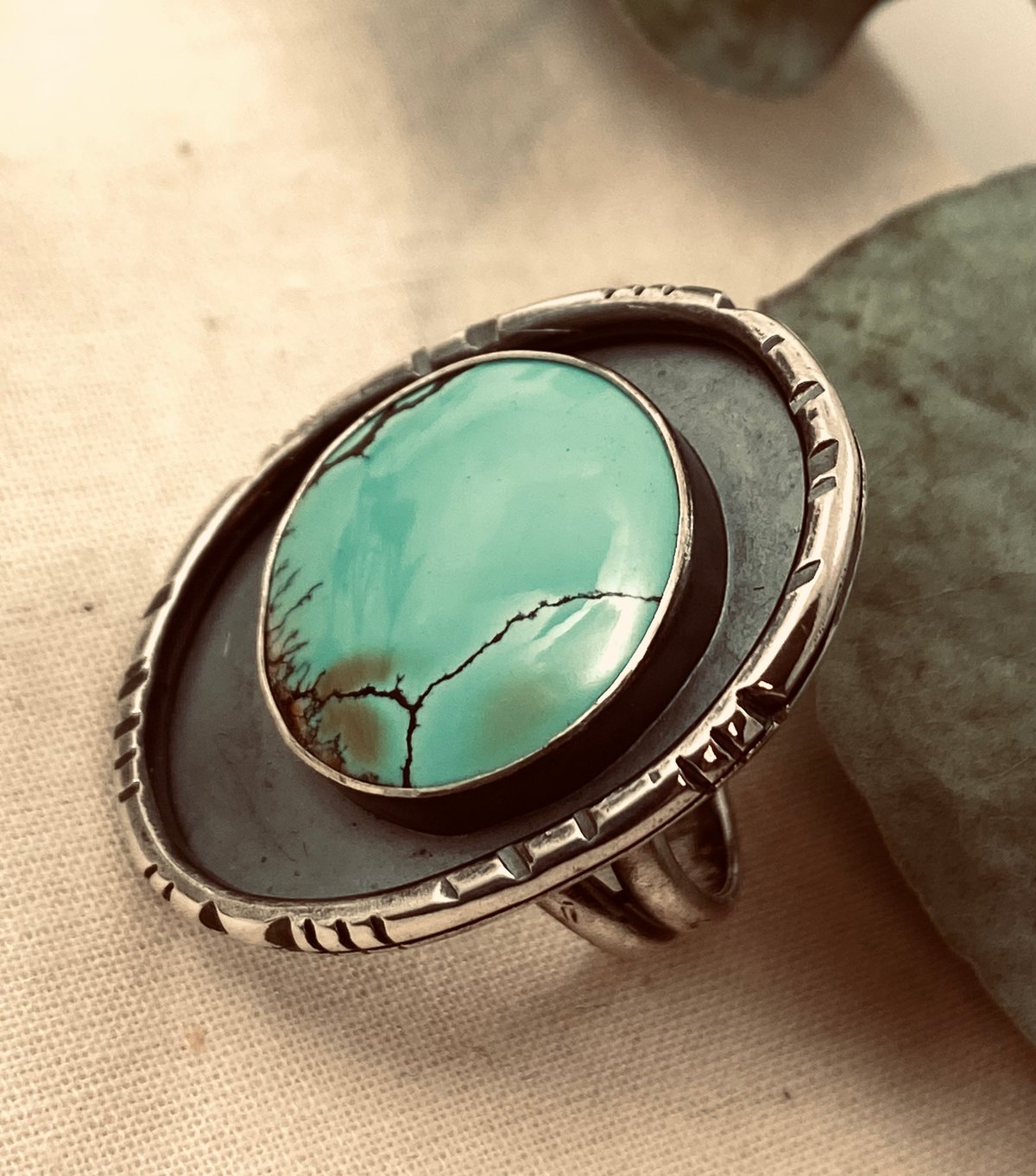 Image of Turquoise Flat Shadow Ring SZ 7