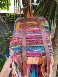 Image 7 of 1 Frill sari Bohemian Back Pack with adjustable leather strap