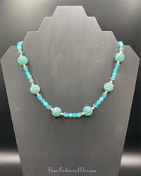 Image 2 of Blue Roses Uranium And Pearl Necklace