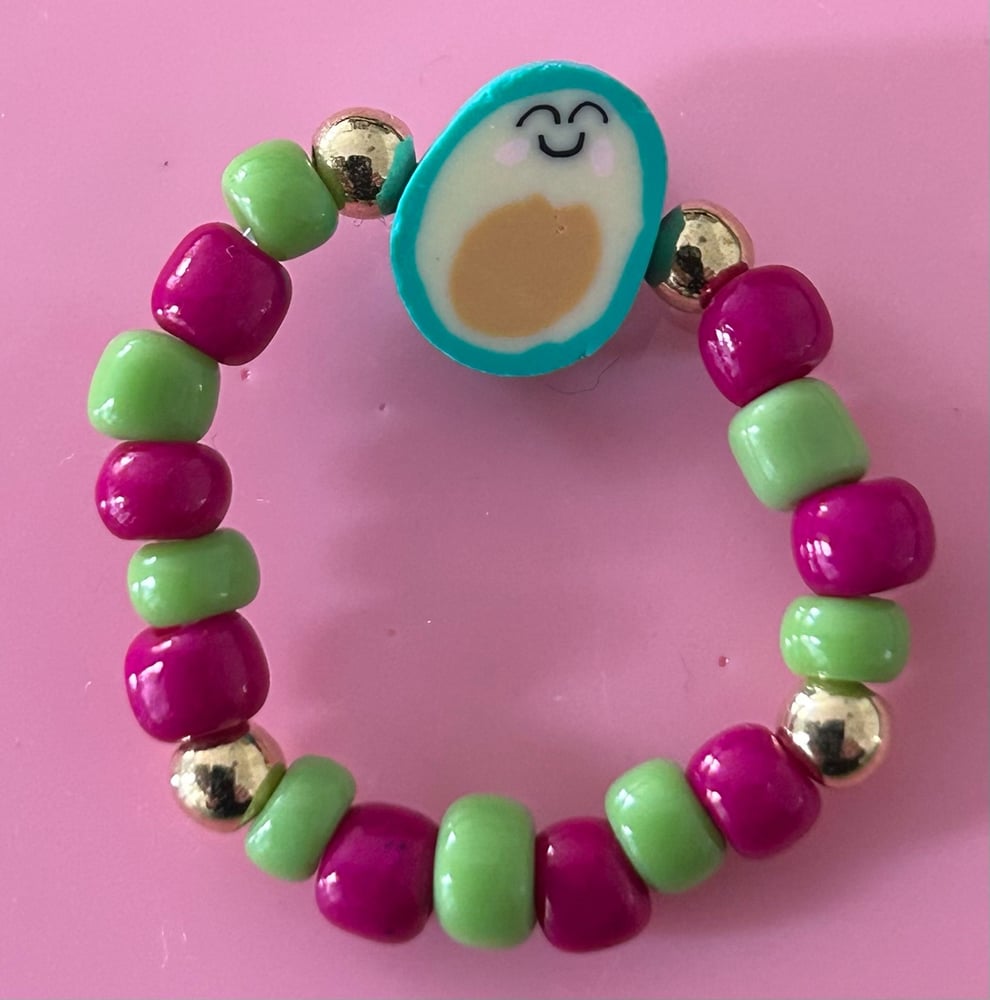 Image of Avacado face bead seed ring
