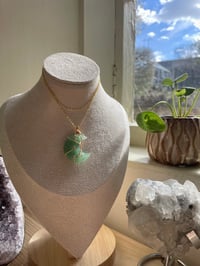 Image 1 of Gold Green Aventurine Moon Necklace