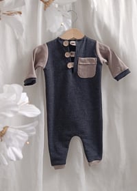 Image 1 of Baby Boy onesie for Sitter Photoshoot | Callan | 9-12 months | dark grey and beige
