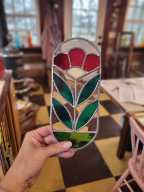 Image of Cottage Flower mini panel- stained glass