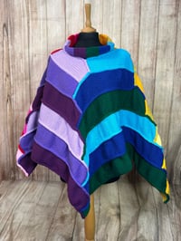Image 2 of Rainbow Vintage Design, Knitted Poncho, Thick & Warm, Handmade , Size S (fit up to U.K size 10)