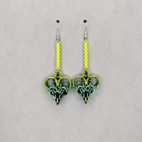 Sour Apple Chainmaille Heart Earrings