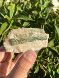 Image 1 of Green Apatite on Calcite
