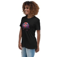 Image 6 of Women's Relaxed T-Shirt, Rainbow Lips Dripping Paint Retro Tee