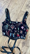 Stars, flowers, constellations, and hearts embroidered tulle Velvet handmade corset