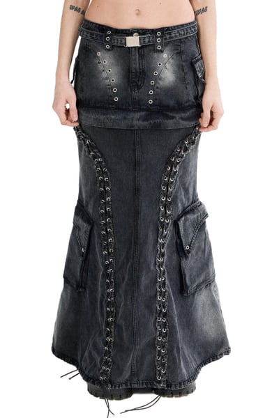 Image of K16CH1 - Flared Convertible Maxi Skirt