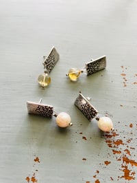 Image 4 of Citrine and Sterling Silver Medallion Post Earrings