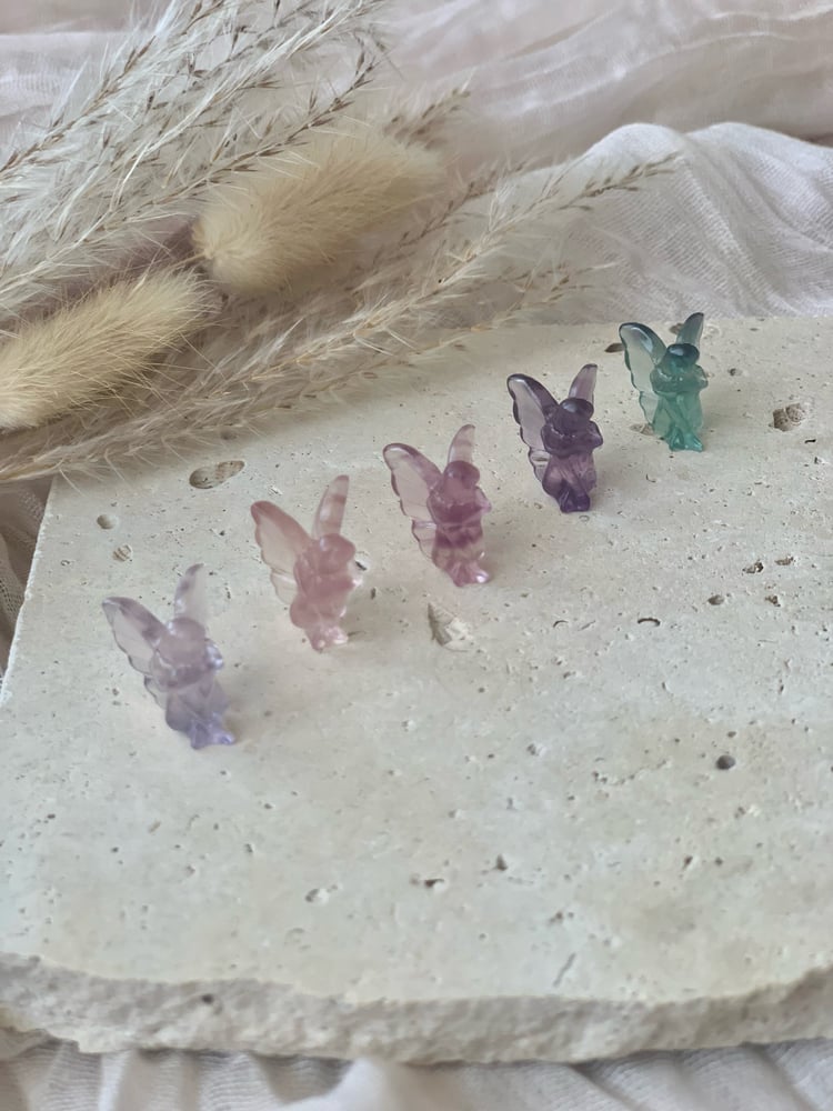 Image of Mini Rainbow Fluorite Fairy Carvings (intuitively selected)
