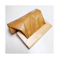 Image 1 of Butterscotch Leather & Timber Clutch