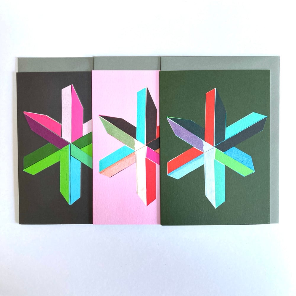 Image of Brutalist Star Set Of 3 Notecards (A)