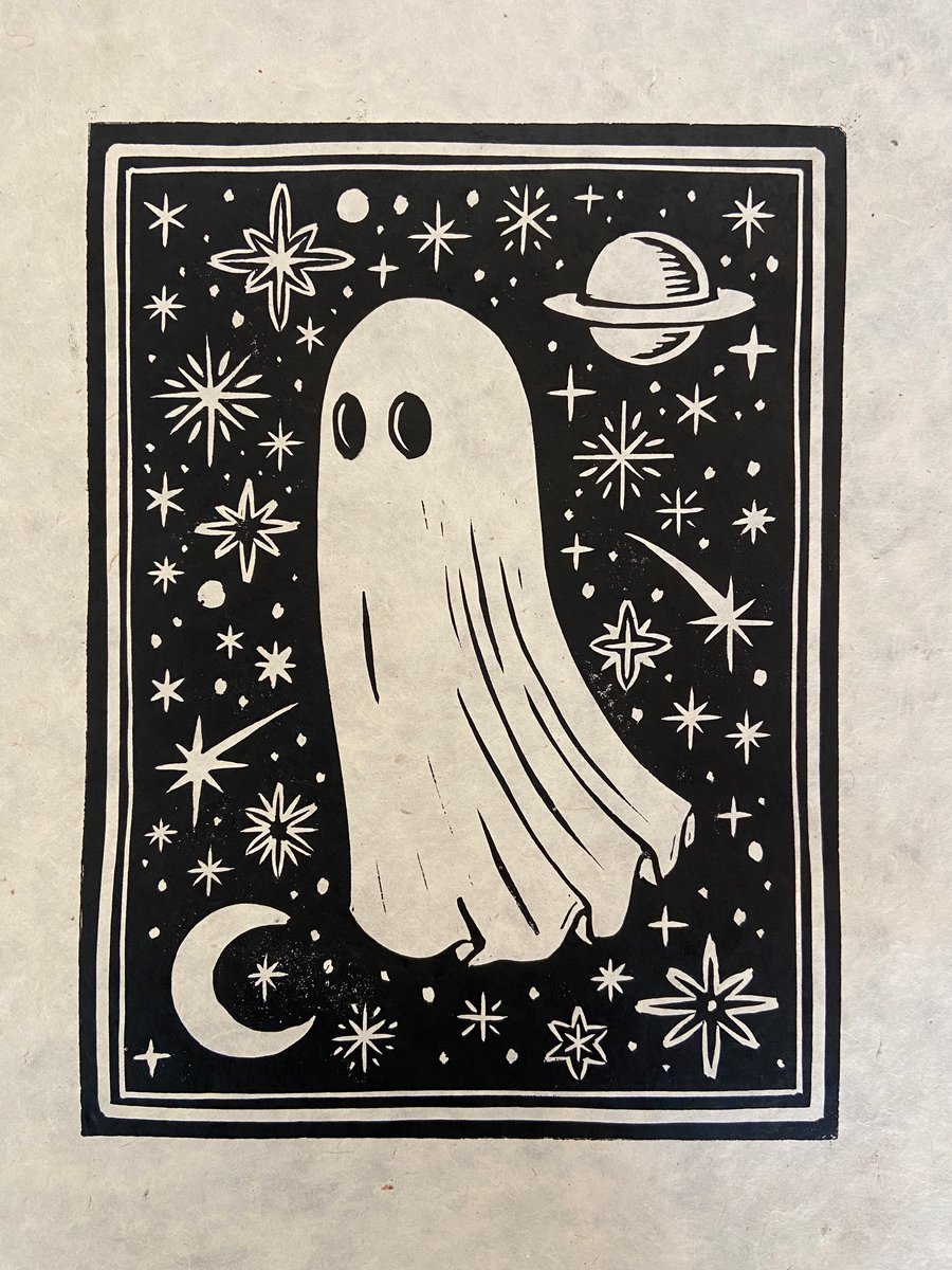 Ghost In Space Block Print | Brian Reedy