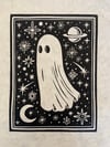 Ghost In Space Block Print