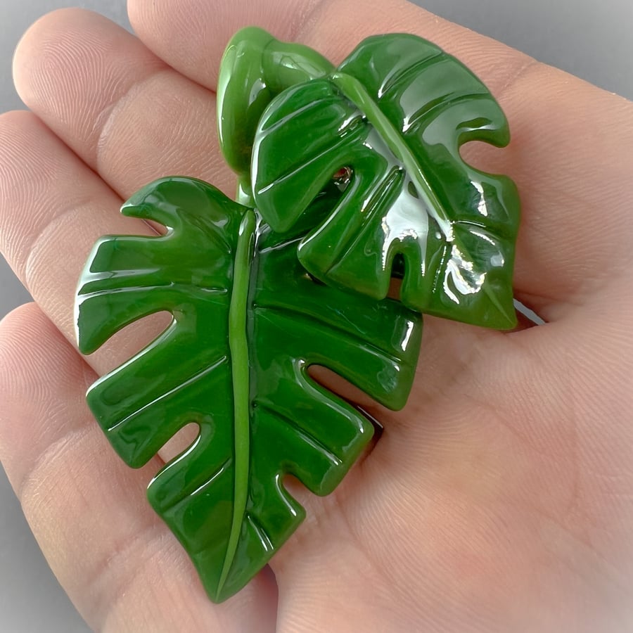 Image of Double Leaf Monstera Pendant