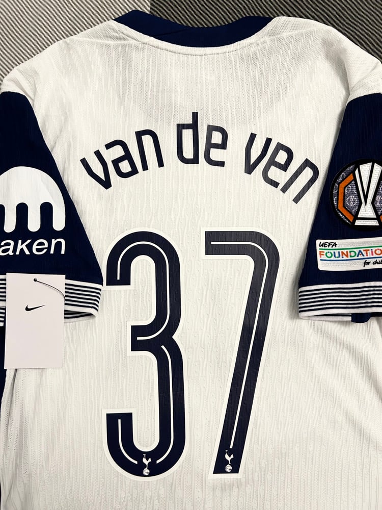 Image of Tottenham Hotspur “VAN DE VEN 37” Vaporknit 2024/25 Home Europa Final Shirt, L