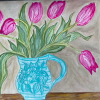 Image 3 of Blue Jug of Tulips