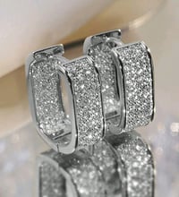 Image 2 of 1 Pair Glamorous Cubic Zirconia Hoop Earrings 