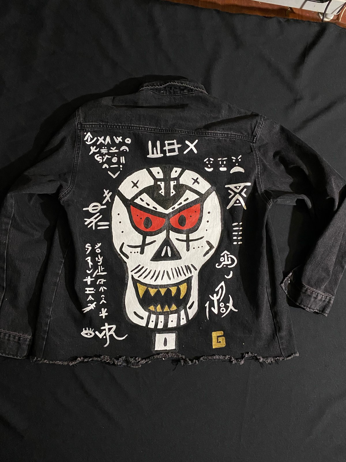 Jean lace skull jacket deals custom