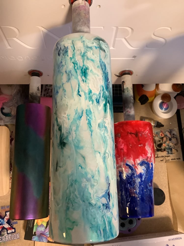 Image of 30oz Blue Teal Butterfly Marble