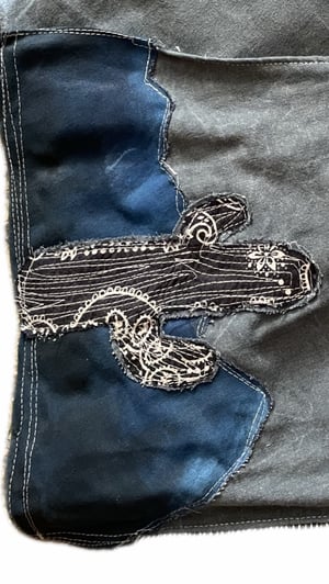 Image of Nwn- ブル BlueJai🐦 Hand Painted Kimono In Washed denim & Baggy sleeves 