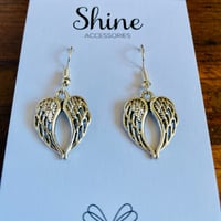 Image 2 of Set of 5 pairs of Angel wing shaped charm earrings 