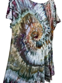 Image 11 of ♻️ UPCYCLED L/XL Flowy Soft Top in Cool Earthy Spiral Ice Dye