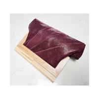 Image 1 of Maroon Snake Leather & Timber Clutch 