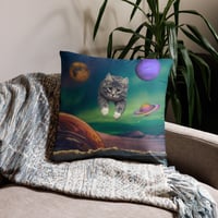 Image 3 of Cat Flying Through Space - Pillow Case