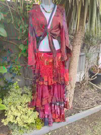 Image 4 of Wanderlust maxi tiered skirt/ Bandeau Dress Red skies  8-16