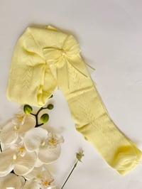 Lemon open knit bow tights 