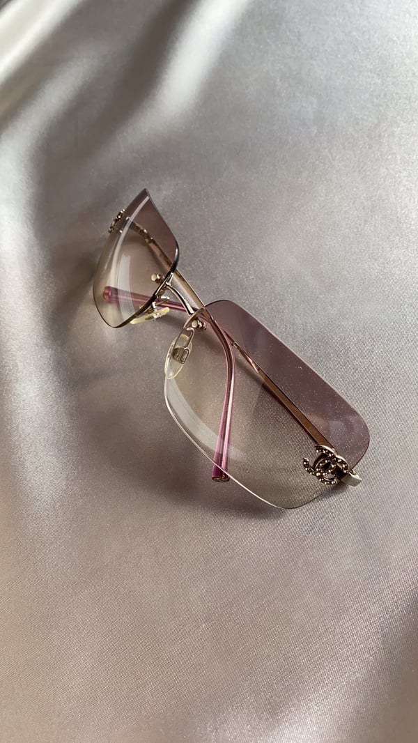 Image of Chanel Dusky Pink Diamanté Sunglasses 