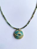  Blue Love Earth Beaded Necklace #4