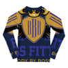 BOSSFITTED Navy Blue and Gold AOP Kids Compression Shirt