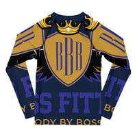Image 2 of BOSSFITTED Navy Blue and Gold AOP Kids Compression Shirt