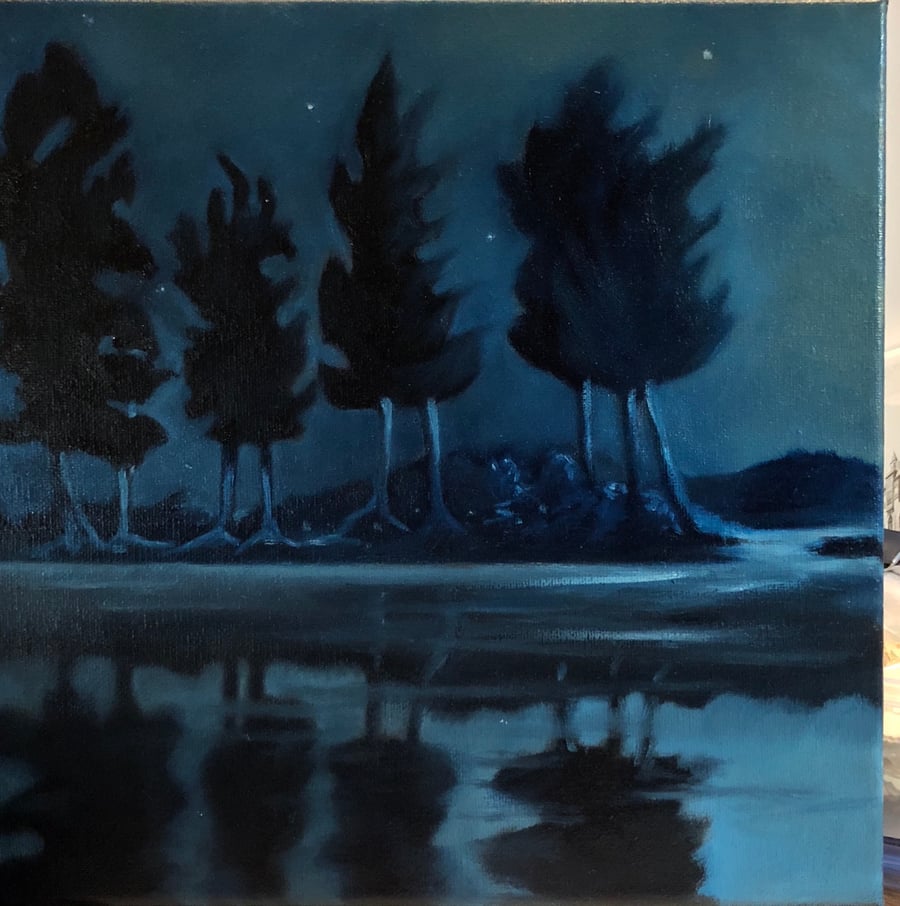 Image of Oil Painting Trees At Night Its A Wonderful Night
