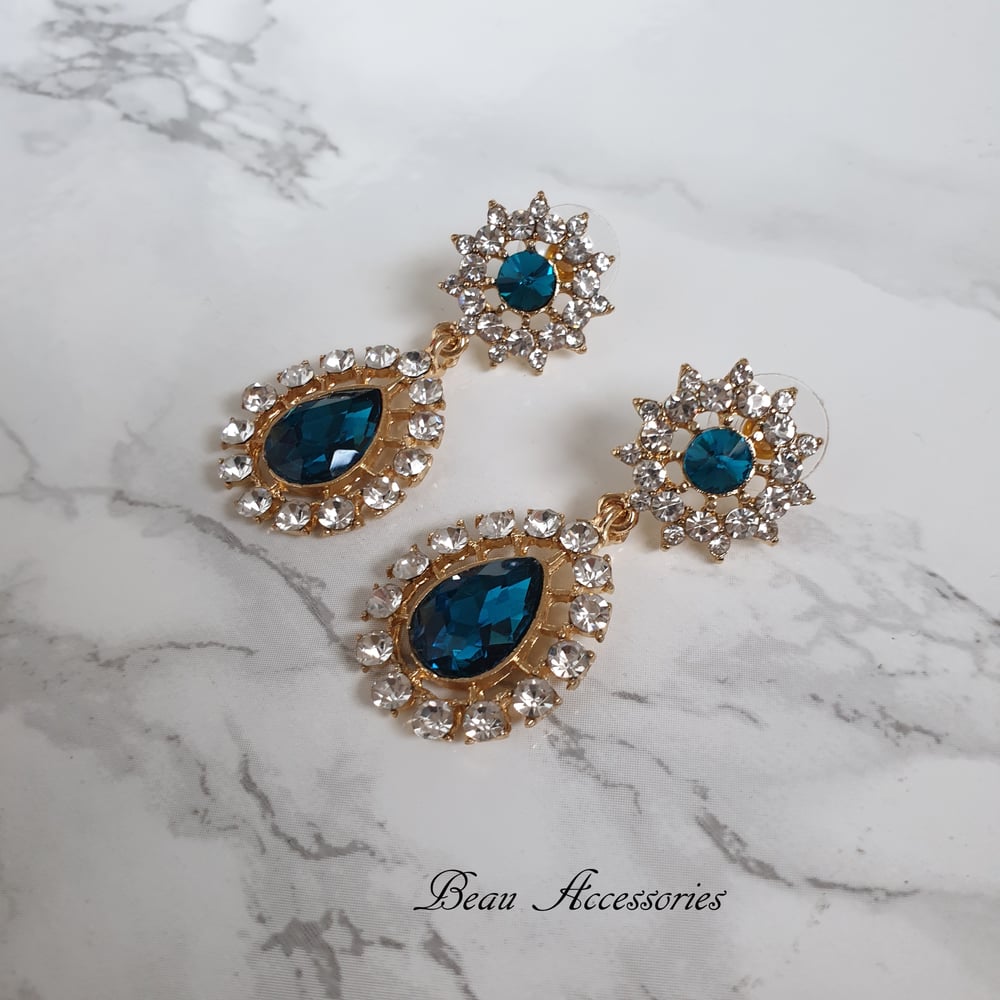 Image of Cobalt Blue Pear Droplet Earrings