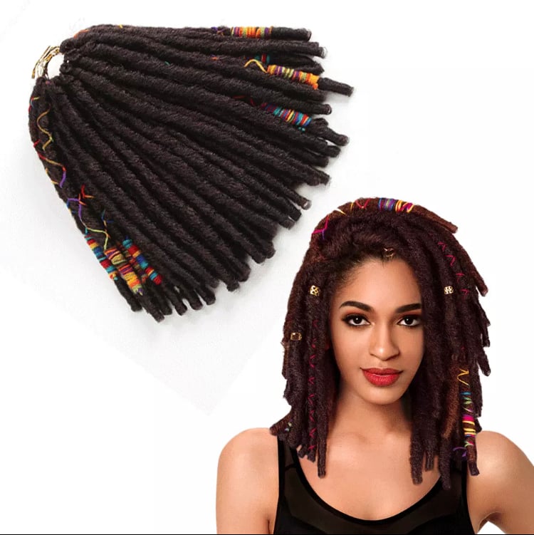 Image of 4 packs 12 inches African roots braids with multicoloured embellishments