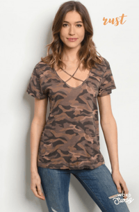 Image 3 of Criss Cross Camo Top