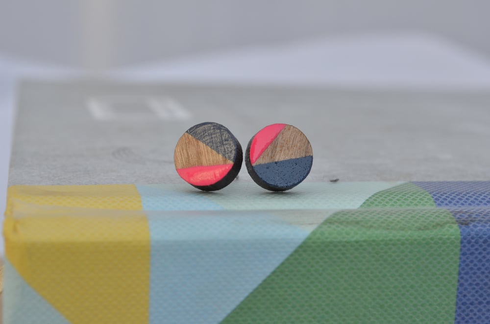 Image of Two Tone Circle Wooden Studs