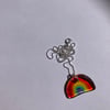 Tiny hand made fused glass rainbow necklace