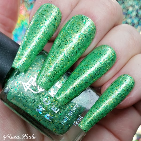 Image of MCKFRESH - The Future of Drag –green with gold shimmer. Emerald & gold