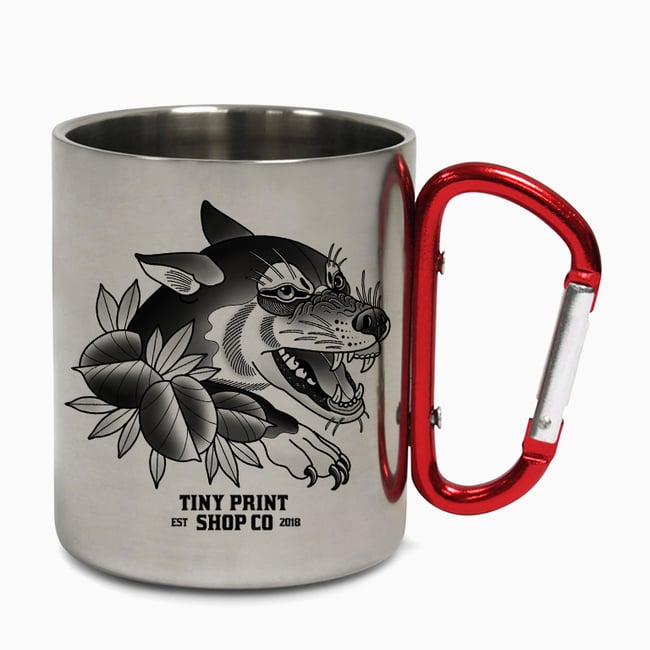 Wolf Tattoo Carabiner Steel Mug