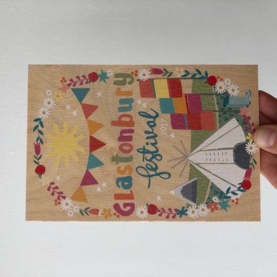 Image of Glastonbury Wooden Postcard 2017