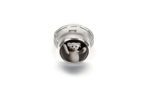 Image of "Looking after.." Teddy-bear’s silver ring with photo, rock crystal  · CURA EXSUSCITAT.. ·